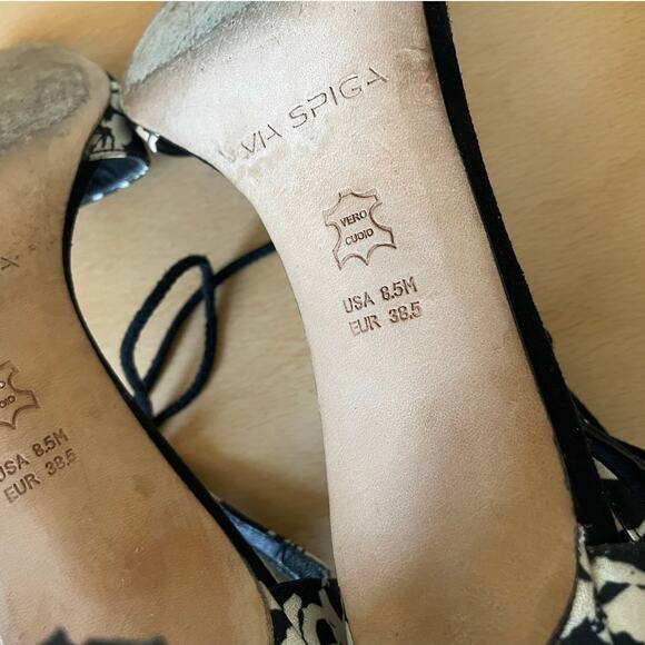 Via Spiga Black & White Floral Print Strappy High Heels Size 8.5 - Picture 8 of 8